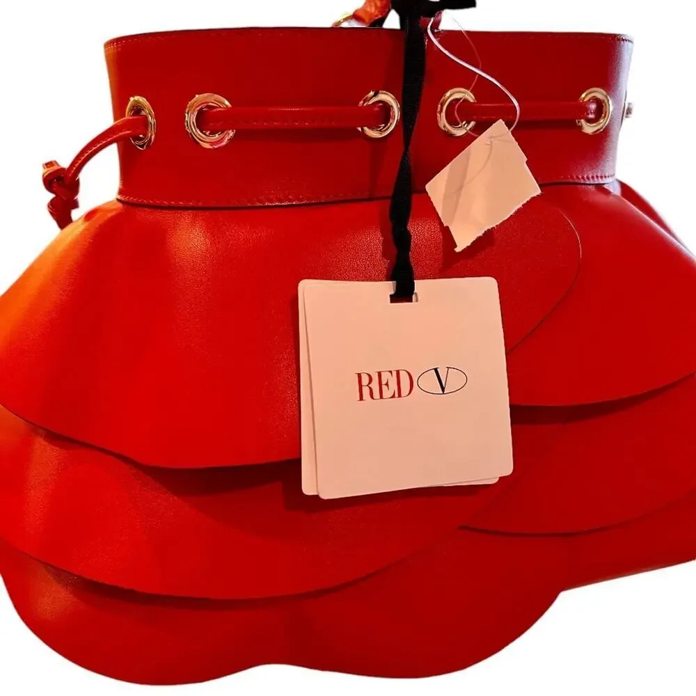 RED VALENTINO Women's Large Ruffle Leather Crossbody Bag - NWOT